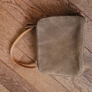 Chanel Vintage brown suede top handle